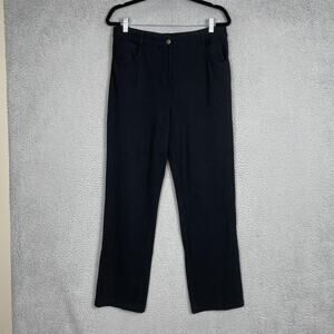St John Pants Womens 10 Black Straight Leg Classic Pull On Dress Career Stretch